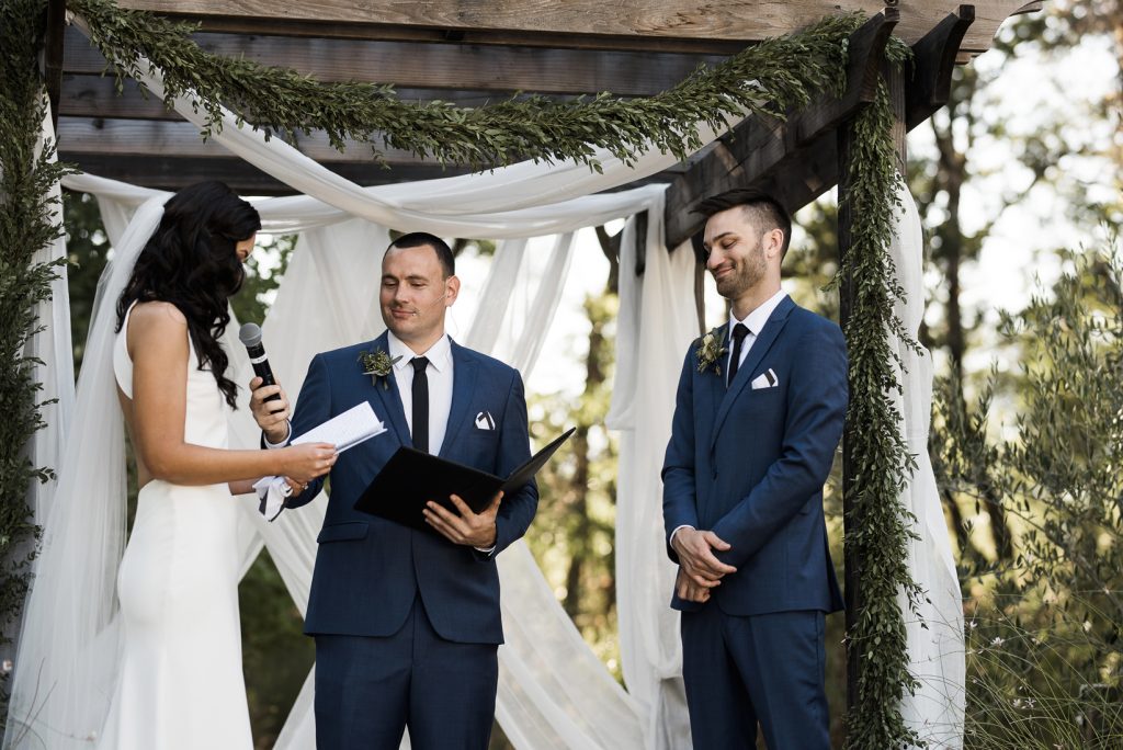 bride and groom giving their wedding vows