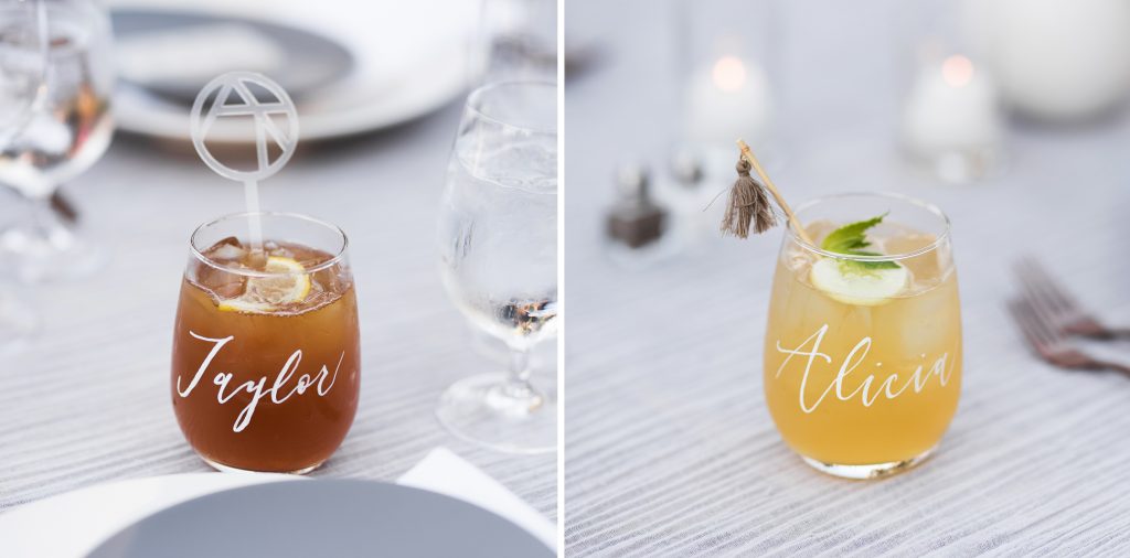 custom cocktail stir stick with initials and tassel