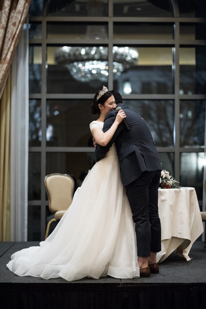 Wedding speeches at Grand America Hotel by Elisha Braithwaite Photography