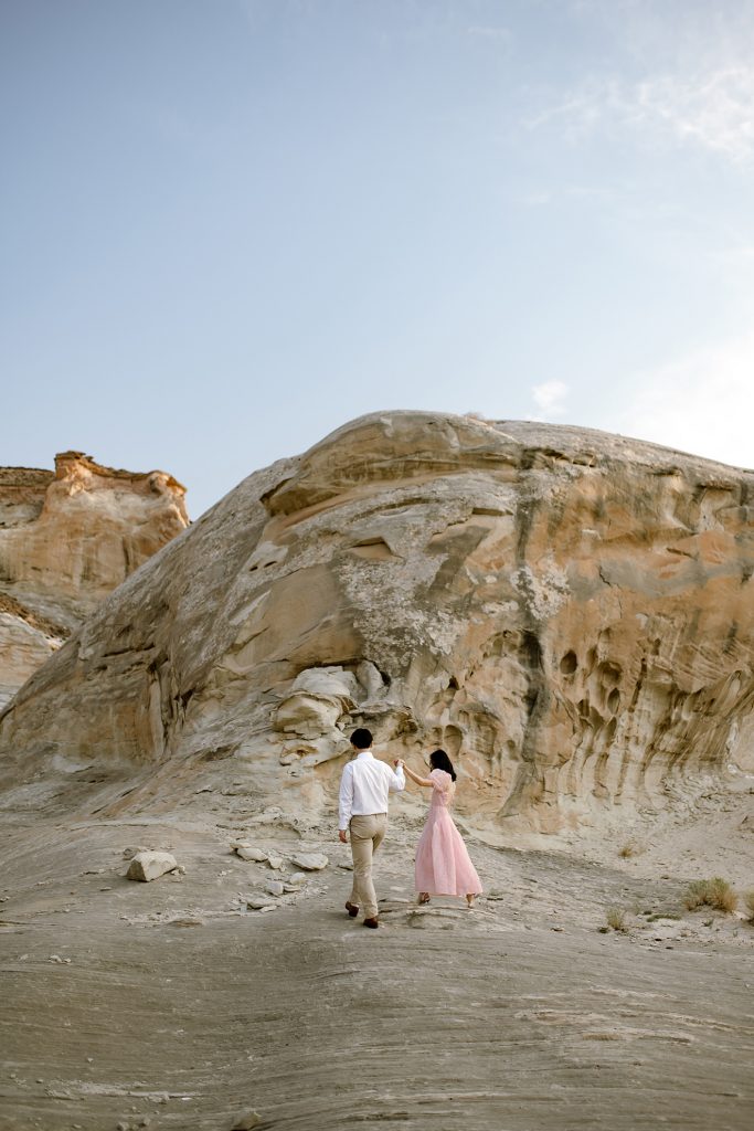 Couple dancing in the desert.