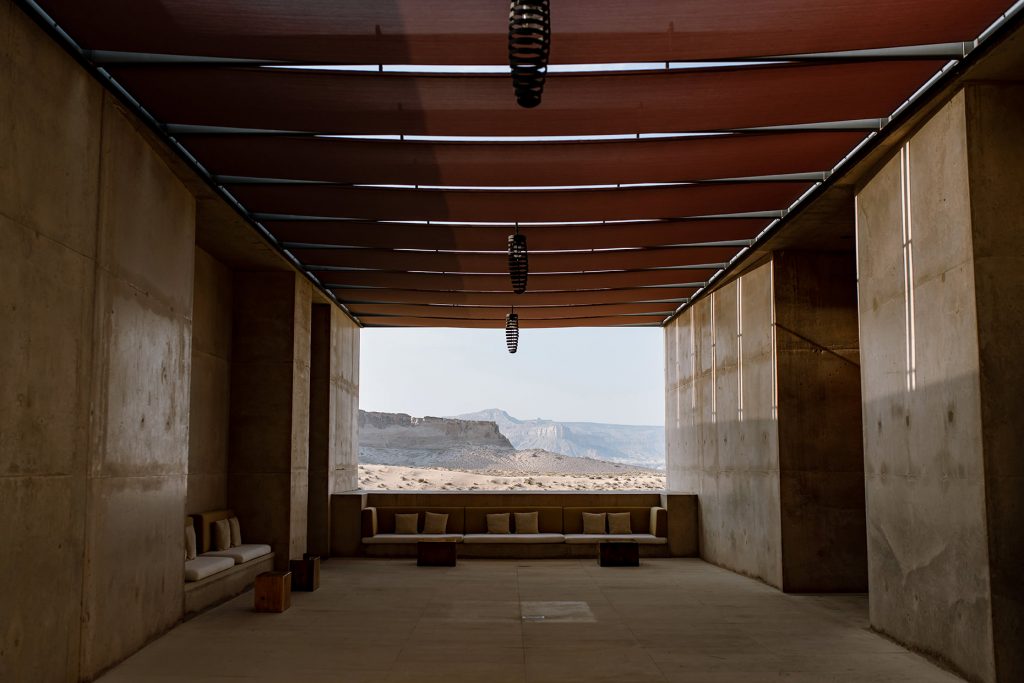 A large desert patio at Amangiri.