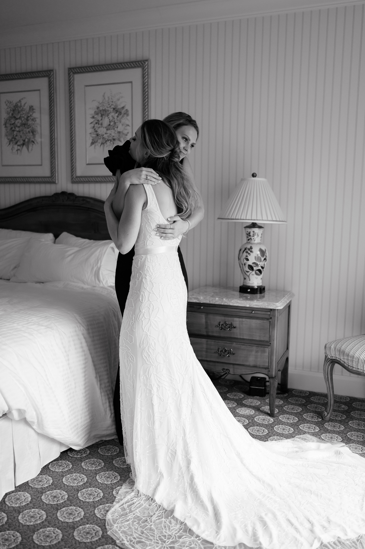 a bride gets dressed at grand america hotel