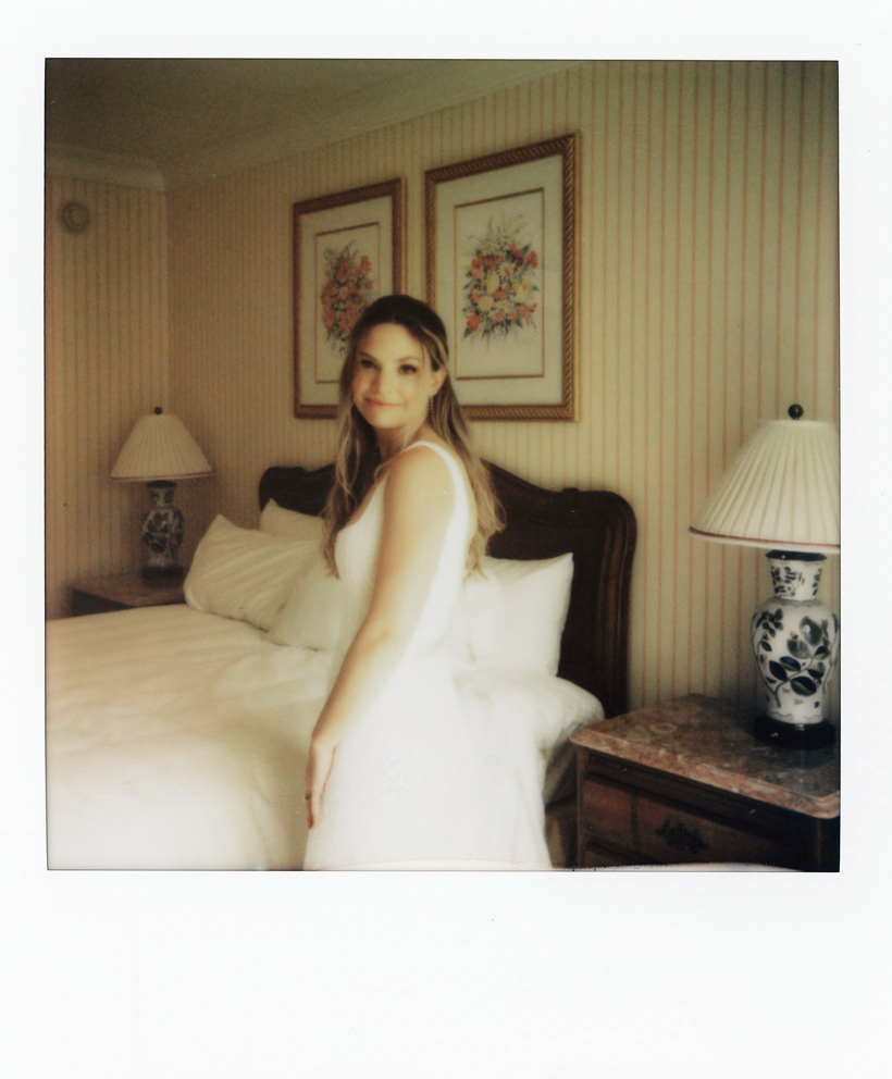 polaroid of a bride at the grand america hotel