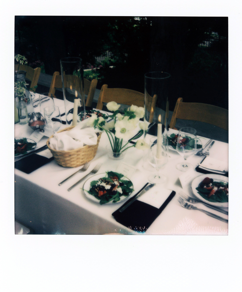 polaroid of a wedding dinner at red butte gardens